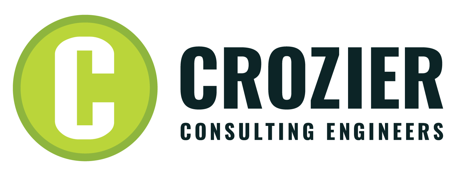 Green circular logo  on white background with a white letter C in the middle and Crozier Consulting Engineers in black next to it 