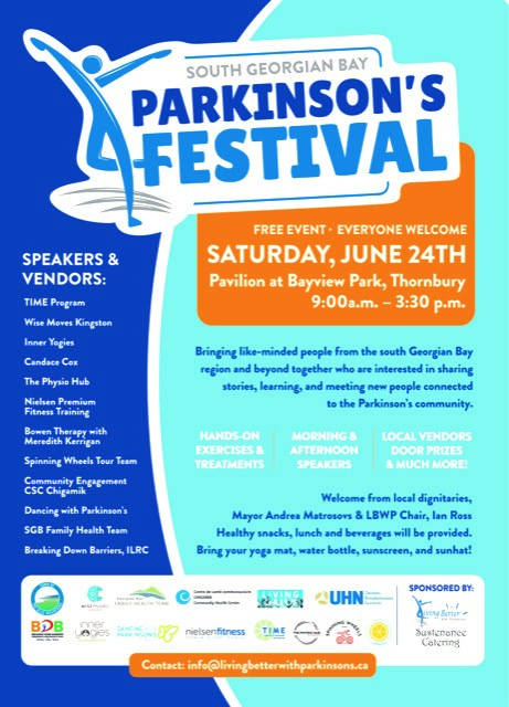 We’ll be at the Parkinson’s Festival – June 24th