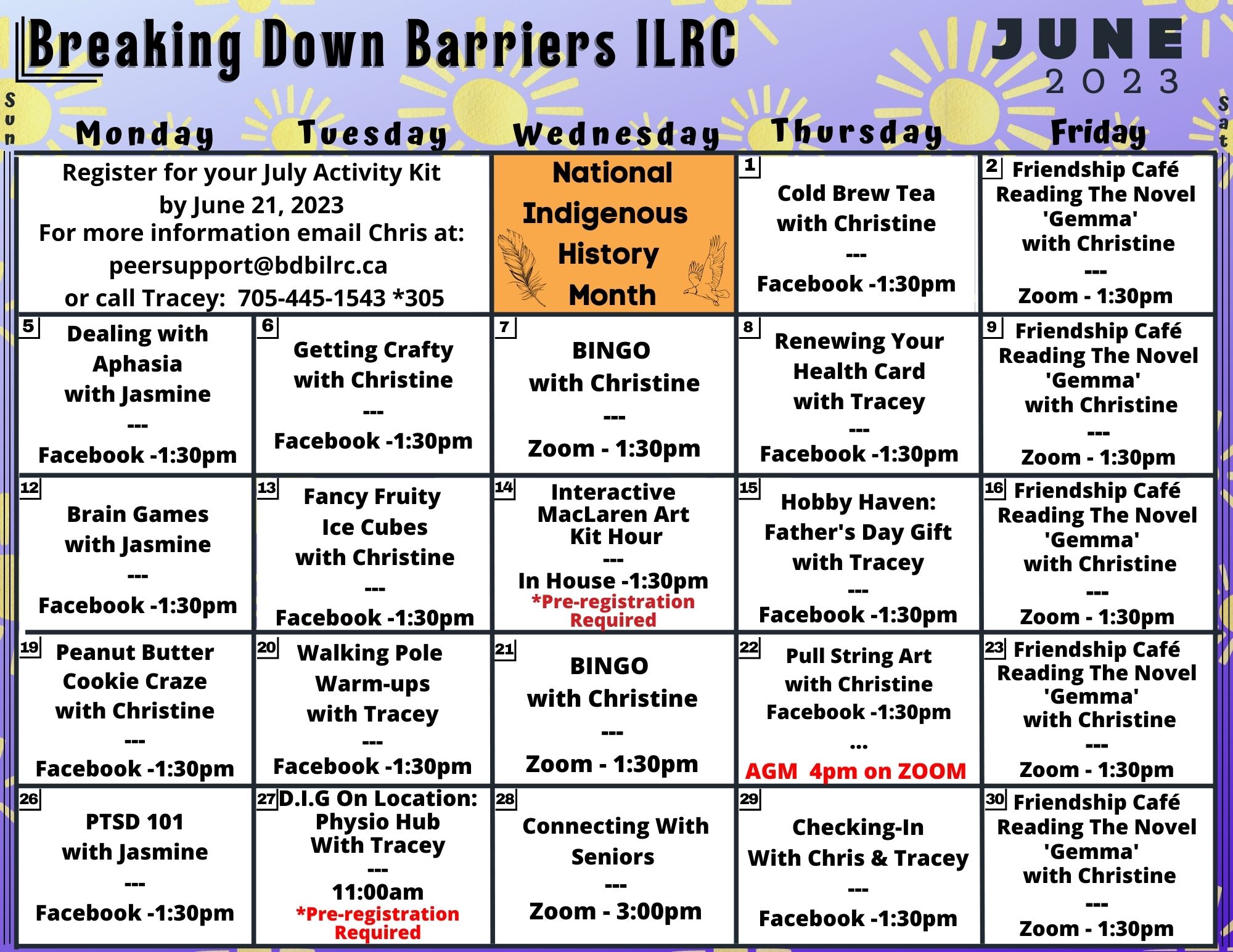 BDB Program Calendar - June 2023