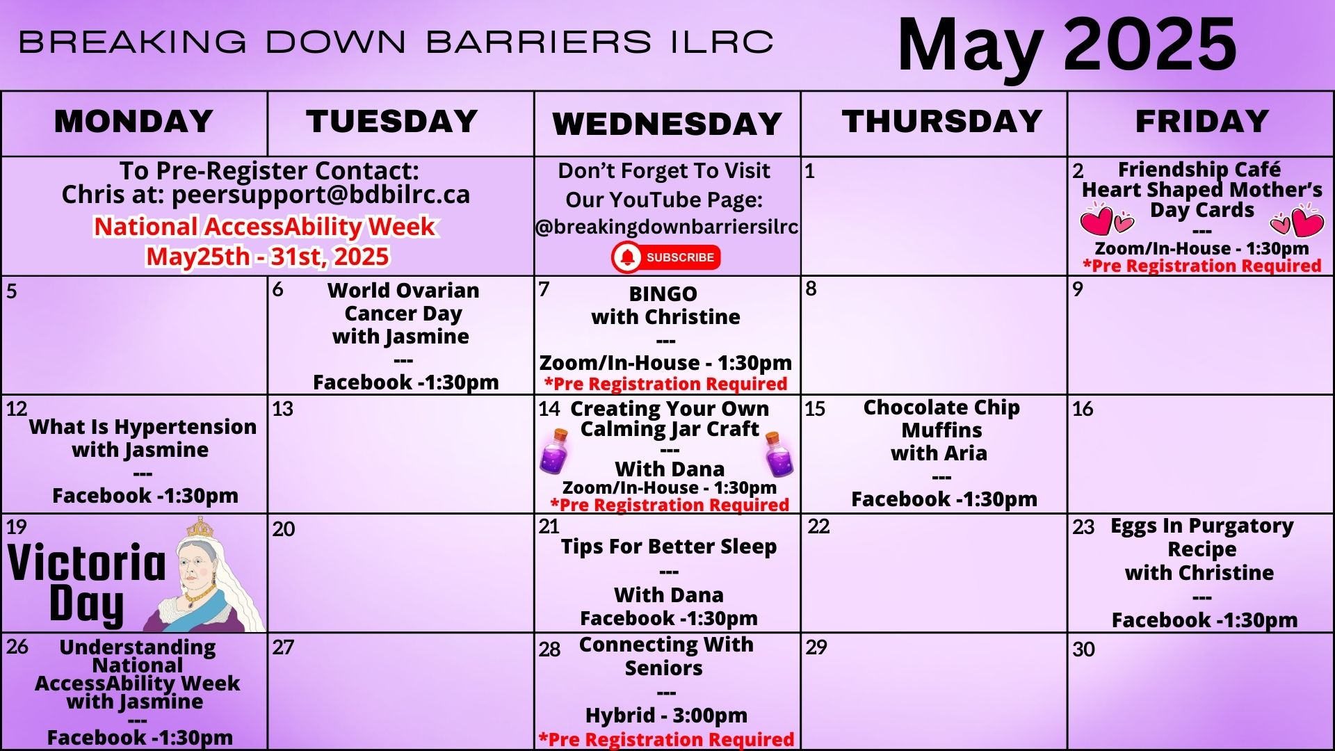 Program Calendar - May 2025